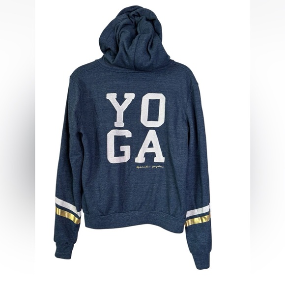Spiritual Gangster OM Yoga Hoodie Medium M Navy Blue Gold Sweatshirt Top - Picture 3 of 5